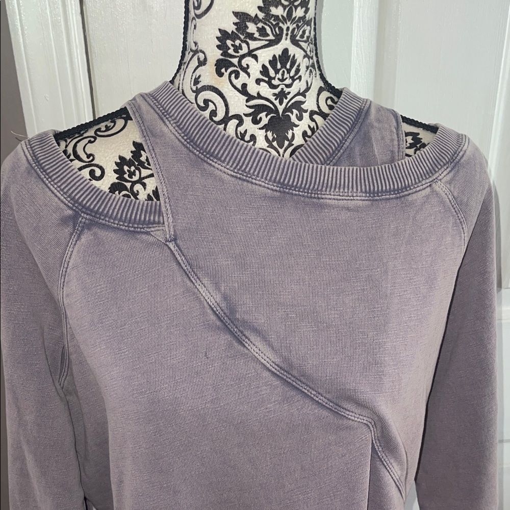 Anthropologie Purple Asymmetrical Sweatshirt - Picture 2 of 5